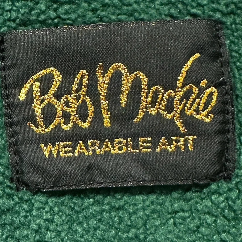 Vintage Bob Mackie Green Fleece Coat Attached Sca… - image 5